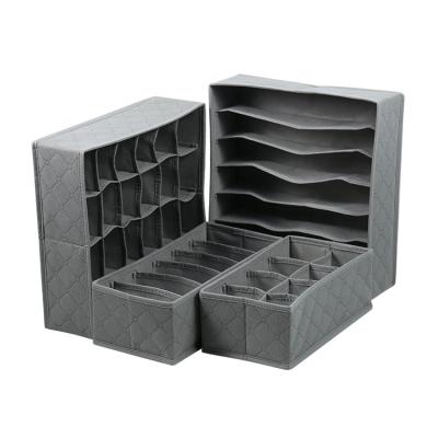 China 2019 Sustainable New Sale Bamboo Charcoal Set Of 4 Foldable Drawer Dividers for sale