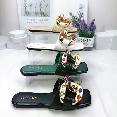 China 2023 New Designs Good Quality Leather Anti-Smell With Box Designer Slippers Women Famous Brands Ladies Designer Luxury Wrapping Sandals for sale