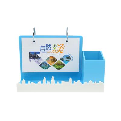 China Multifunctional Promotional Desk Calendar Logo Pen Holder Organizer Table Calendar Custom Table Calendar for sale