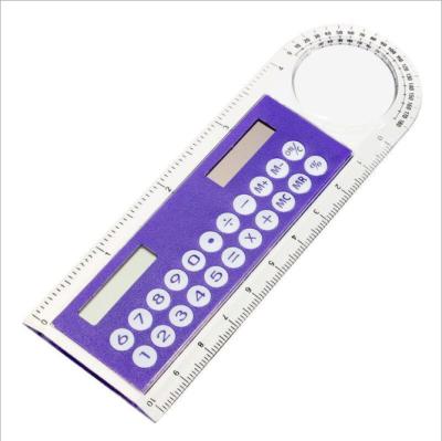 China Gift Simple Colorful Multifunctional Promotional Magnifier Small Angle 10CM Ruler Calculator Measuring Tool for sale