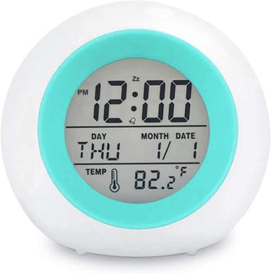 China Files JCX/Amazon Hot Sale LED Night Light Children Bedsides Digital Alarm Clock Calendar Temperature Display Nap Colorful Alarm Clock for sale