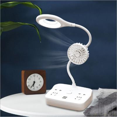 China New Modern Design Multifunctional LED Table Lamp with Plug Socket Phone Holder Fan 4 in 1 Reading Lamp for sale