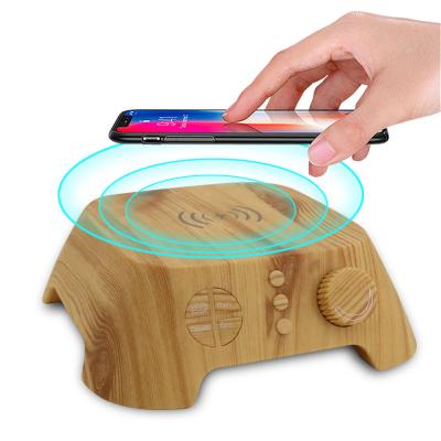 China Bamboo Wood Made Mobile Phone Cell Phone Wireless Charger With Portable White Noise Sound Machine for sale