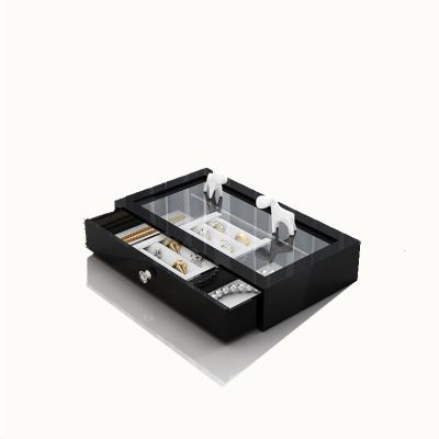 China Modern Drawers Clear Acrylic Velvet Jewelry Storage Box and Earring Rings Necklaces Show Jewelry Organizer for sale