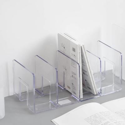 China Buy 2022 Modern Up-to-date Product Thickened Storage Divider Shelf Desktop Acrylic Data Rack Bookends Book Holder Desk Organizer for sale