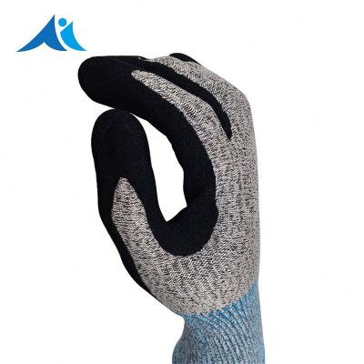 China Custom Sandy Nitrile Rubber Coating Safety Coating Gloves Needle Resistant Anti Cut Gloves for sale