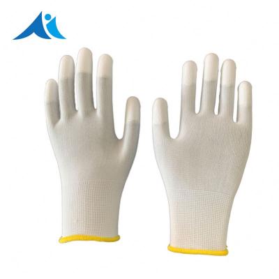 China General Safety Gloves Seamless Knitted Shell PU Coated 13G Polyester Liner Cut Finger Tip PU Coated Work Gloves for sale