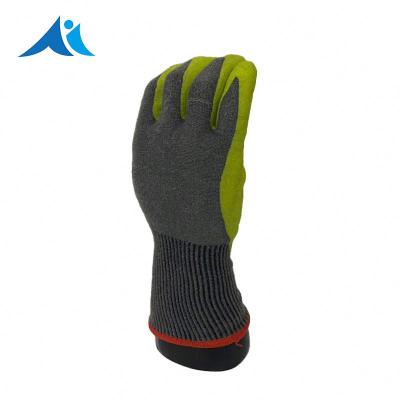 China Aramid Foam Knitted Safety Gloves 13 Gauge Aramid Fiber Liner With Ply Fiber Coated Fire And Cut Resistant Safety Working Gloves for sale