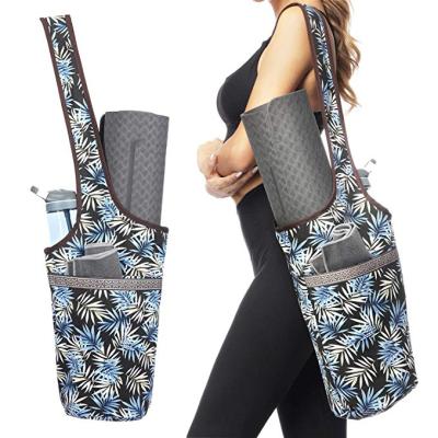 China New Design Durable Organic Yoga Shoulder Sling Travel Bag Yoga Mat Carry Bag Cotton Canvas Yoga Mat Bag for sale