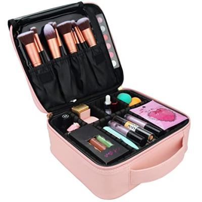 China Fashion Travel Makeup Case Portable Storage Bag Organizer with Adjustable Dividers for Cosmetics Makeup Brushes Toiletry Bag for sale