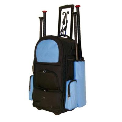 China Multifunctional Blue Roller Backpack Equipment Baseball Bat Wheel Baseball Outdoor Sports Backpack for sale