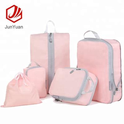 China 5 pcs travel bag set portable custom coloful luggage bag packing cube for sale