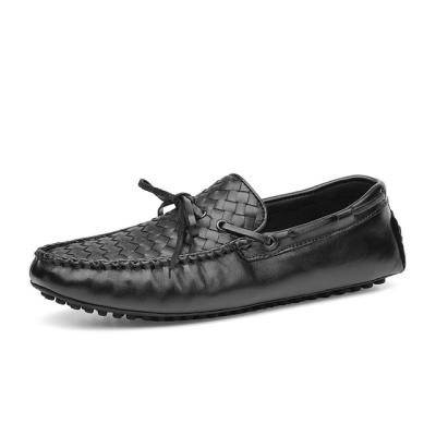 China Fashion Trend Men Genuine Leather Casual Shoes Mens Loafers Loafers Comfortable Breathable Slip On Training Shoes Black for sale