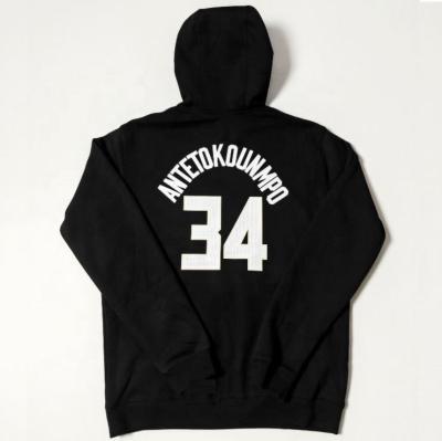 China Giannis Antetokounmpo Black Name and Number Sweater Breathable Hoodie for sale