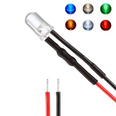 China Prewired 12V 3mm Prewired 3mm LED Blue Green Pink 20cm LED Yellow Red Warm White UV Cable 12V for sale