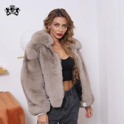 China New Autumn Winter Style Women's Clothing Luxury Zipper Full Fox Skin Full Fox Fur Coat Warm Real Fur Jacket Anti-shrink for sale