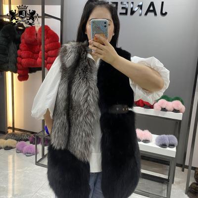 China New Arrival Women's Real Fox Fur Vest Custom Made Sleeveless Genuine Fluffy Women Coat Breathable Gilet For Ladies for sale