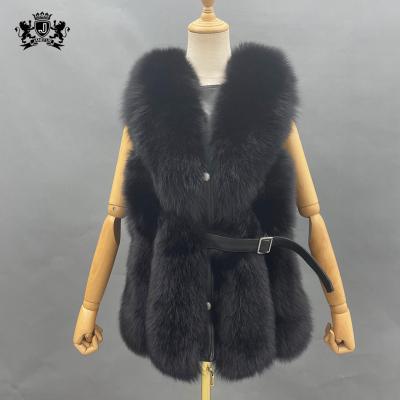 China New Arrival Fashion Women's Real Fox Fur Coat Women's Thick Fluffy Janefur Vest Breathable Luxury Vest Jacket for sale