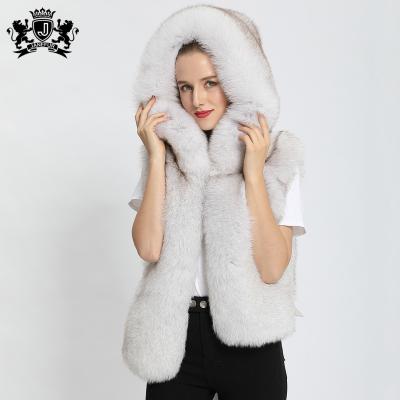 China Wholesale New Real Fur Anti-Wrinkle Vest Women Winter Natural Fur Vest Ladies Genuine Fox Fur Vest With Hood for sale