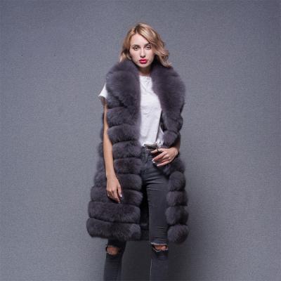 China Plus Size Fashion Style Long Fox Fur Vest Thicken Real Fox Fur Warm Sleeveless Vest Women Vest for sale