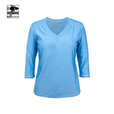 China Antibacterial Wholesale Custom Logo Womens UPF50+ Sun Protection Knit Cotton Fishing Shirt for sale