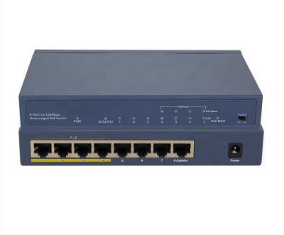 China POE 8 Port 10/100M 65W PoE Switch with 1 VLAN Uplink Port and Metal Case for sale