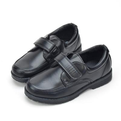 China Insulative Customized Wholesale PU Black Leather Boys Fitted Children's Casual Shoes Boys Back To School Shoes for sale