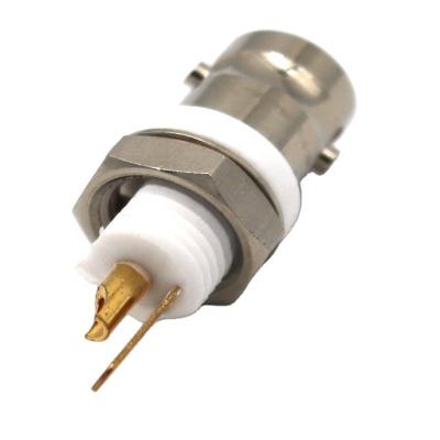 China Female RF Copper BNC Coaxial Connector Through Wall Solder Connector for sale