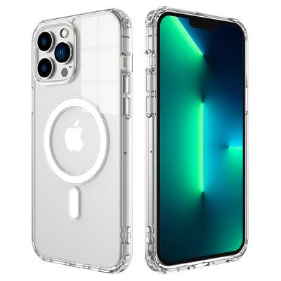 China Shockproof Radio Charging Shockproof Tpu Clear Magnetic Phone Case For Iphone 13 Series for sale