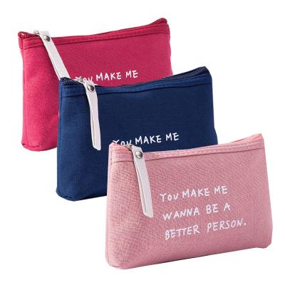 China Cosmetic Organizer Letter Zipper Mobile Phone Key Cards Case Storage Bag Fashionable Multifunctional Bag Canvas Coin Purse for sale