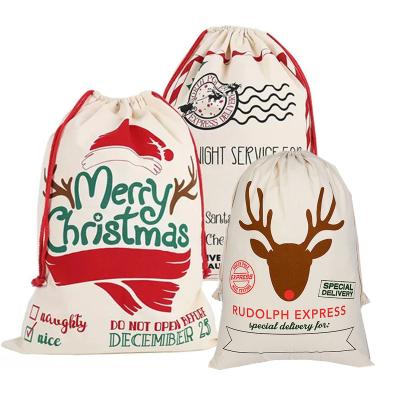 China Wholesale Eco Friendly Christmas Santa Sack Gifts Drawstrings Bag New Year High Capacity Cotton Canvas Christmas Sack for sale