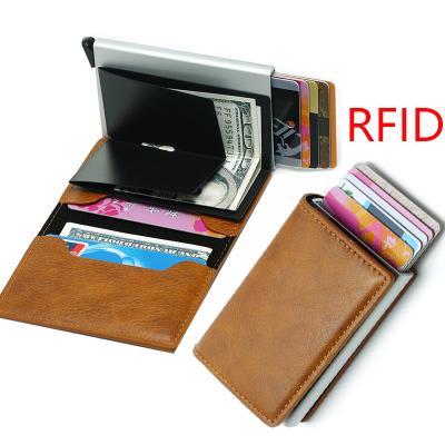 China RFID Blocking Protects Wholesale RFID Blocking Anti-theft Metal Ultrathin Men's Ultra-thin Aluminum Alloy Credit Card Multi Card RFID Wallet Slim Card Holder for sale