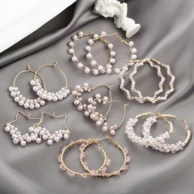 China 2022 TRENDY big circle twist twist pearl earrings fashion drop earrings classic hot selling jewelry for women for sale