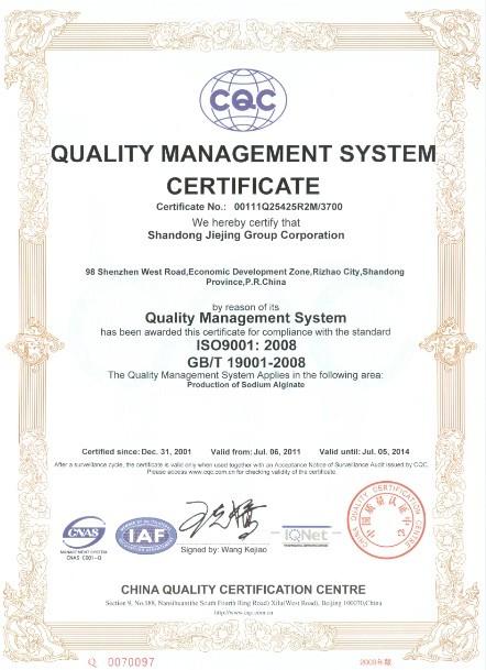 ISO9001:2008 - Shandong Jiejing Group Corporation