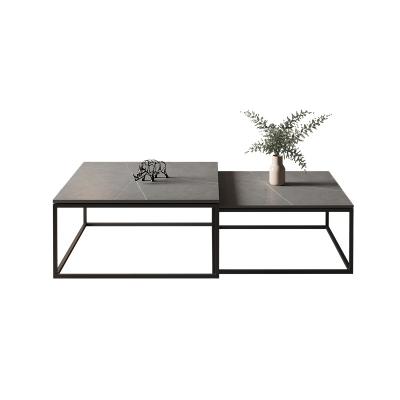 China Modern High Waist Coffee Table Modern Steel Frame Long Coffee Table Black for sale