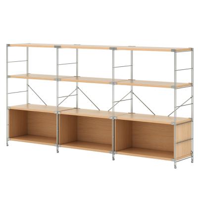 China Sustainable Display Metal Storage Wooden Wire Side Steel Shelving For Shop Storage for sale