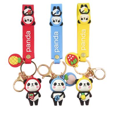 China Creative Custom Cute Cartoon PVC Soft Rubber Animal 3D Panda Keychain Eco-friendly for sale