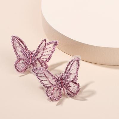 China Fashion Light Purple Butterfly Stud Earrings Korean Lead Free Nickel Free Stud Earrings For Lady Women Girls for sale