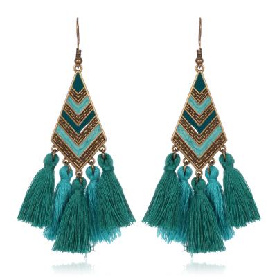 China Cute Vintage Tassel Earrings Women Flower Fringe Earrings Boho Ethnic Party Drop Dangle Earrings Jewelry for sale