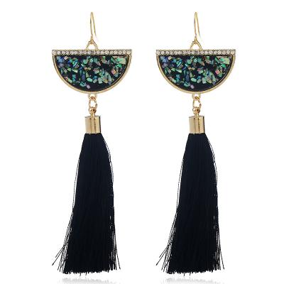 China Fashion Cute Bohemian Helix Shaped Diamond Tassel Earrings Geometric Long Metal Fringe Tassel Earring for sale