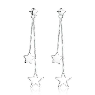 China Cute Star Drop Long Tassel Stud Earrings 925 Sterling Silver Chain Women Earrings for sale