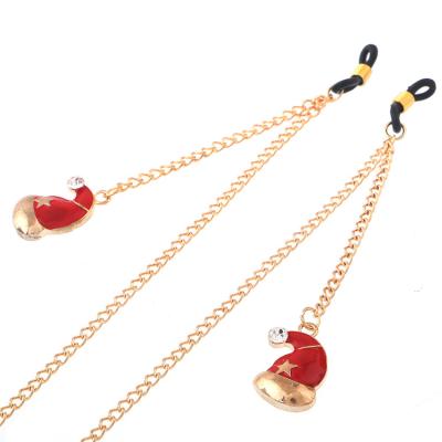 China Newest Mask Lanyard Holder Korea Mask Chain Gold Metal Glasses Chain Eyewear Accessories With Christmas Hat Pendant for sale