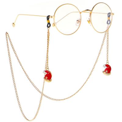 China Newest Gold Christmas Style Elegant Masking Chain Sunglasses Chains Beautiful Glass Lanyard Masking Cord Necklace for sale