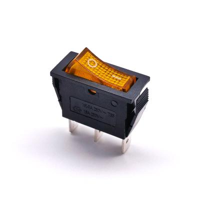 China KCD1-205 CQC CE ROHS 16A AC 220V Yellow Light T85 55 Spst 3 Pin Illuminated On Off Rocker Switch KCD1-11N-CA4A-B-Y-01-AC220V for sale