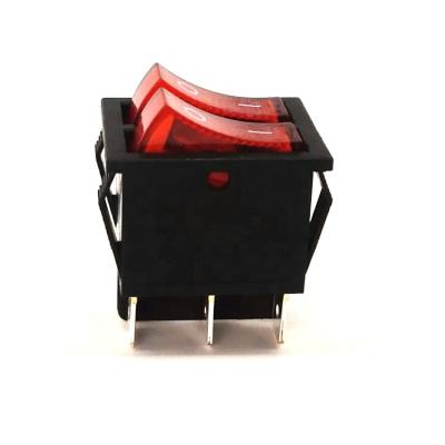 China DPST KCD1 16A 250VAC Dpst ON/OFF ON Red Light Double t85 Rocker Switch for sale