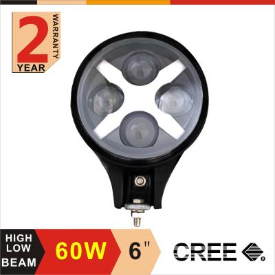 China Aluminum Housing Inch 60W 6 LED Diecast Super Bright Headlight For Off Road Waterproof Auto Lighting System With 2 Years Warranty for sale