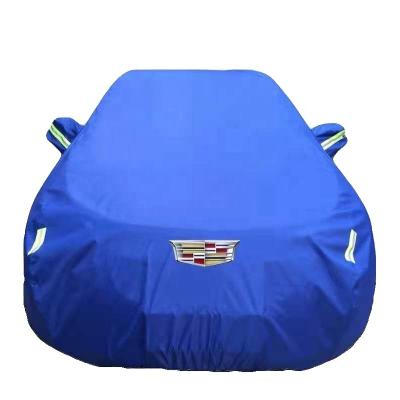 China Custom Logo Silver Reflective Stripe Universal Sports SUV Car Covers Waterproof Polyester UV Protection Car Cover For Automobile for sale