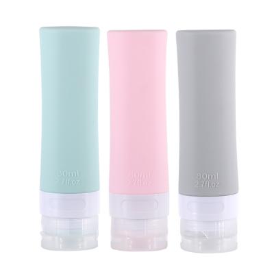 China ZhongDing Hot Sale 60ml 80ml Silicone Travel Bottle Shampoo Lotion Tube Squeeze Kit Gel Storage Silicone Bottle Travel Set Outdoor Travel for sale