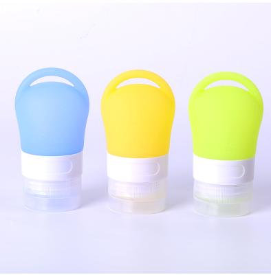 China ZhongDing RTS 38ml 60ml 80ml Travel Bottle Outdoor Yellow Silicone Shampoo Refillable Silicone Bottle Travel Bottle With Key Chain Set for sale