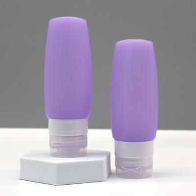 China ZhongDing Amazon Outdoor Hot Sale 90Ml Silicone Squeeze Tubes Lotion Bottle Purple Reusable Cute Shampoo Travel 3 Ounce Silicone Bottles for sale